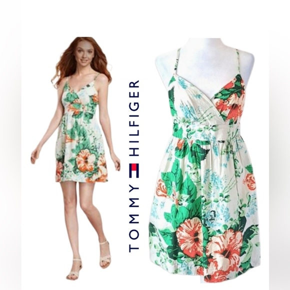 Tommy Hilfiger Dresses & Skirts - Chic Tommy Hilfiger Plus Size White Sundress - Orange Hibiscus with Pockets!